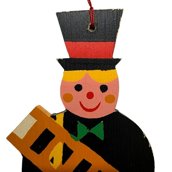 VTG Heller Chimney Sweep Man Christmas Ornament Ladder Top Hat Hand-Painted Wood - Picture 2 of 5